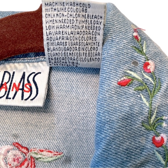 Vintage 90s Y2K Bill Blass Denim Embroidered Embellished Vest 100% Cotton - Picture 8 of 8